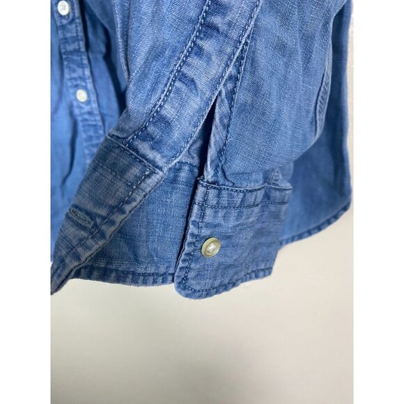 Talbots Blue Chambray Denim Button Up Long Sleeve Shirt Top Size Large Lyocell - Picture 13 of 16